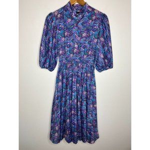 Vintage 70s Signor California Purple Paisley Hippie Disco Dress Small FLAWED